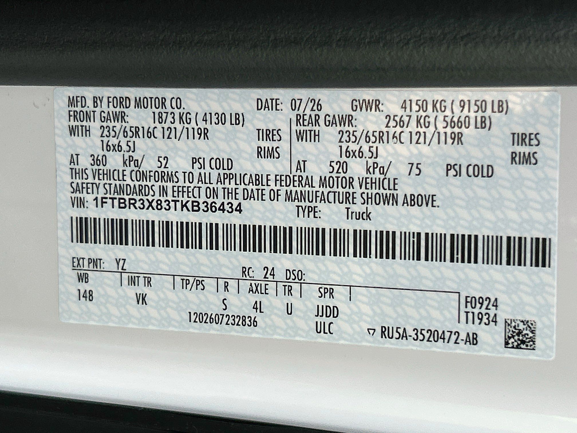 New 2026 Ford Transit 250 148 High Roof Extended w/ Load Area Protection Package RWD image 19