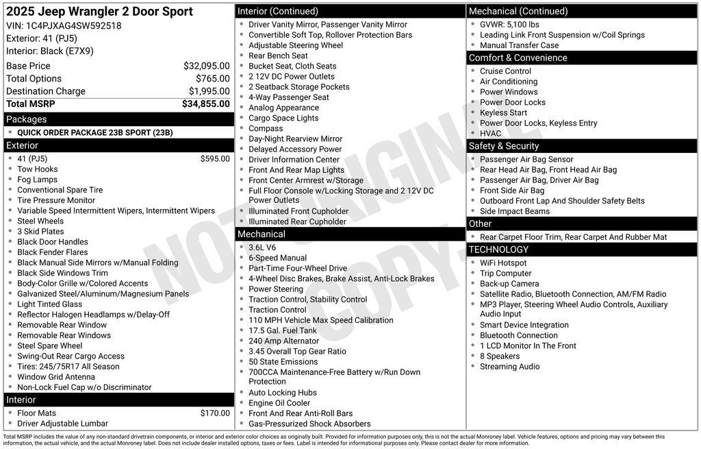 Used 2025 Jeep Wrangler Sport AWD/4WD image 31