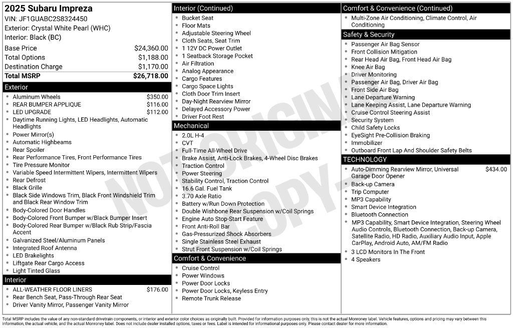 Certified 2025 Subaru Impreza 2.0i AWD/4WD image 30
