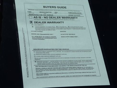 Used 2022 Ford Bronco Raptor AWD/4WD image 53