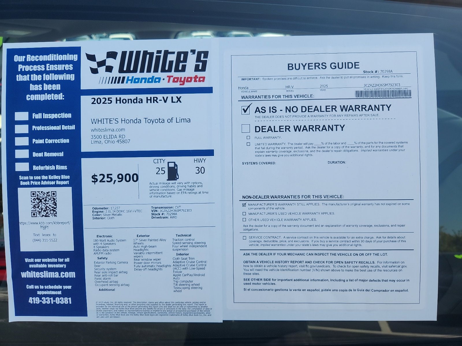 Used 2025 Honda HR-V LX image 14
