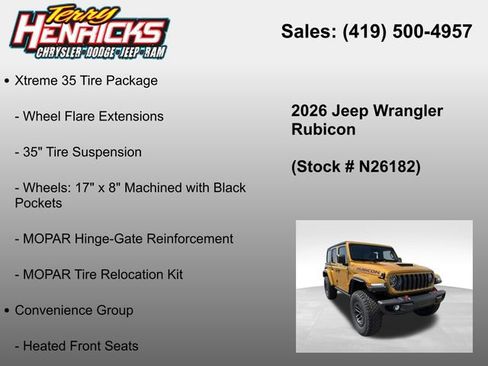 New 2026 Jeep Wrangler Unlimited Rubicon w/ Xtreme 35 Tire Package AWD/4WD image 23