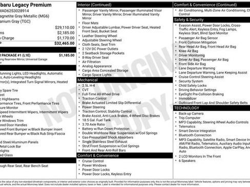 Used 2025 Subaru Legacy Premium w/ Popular Package #1 AWD/4WD image 17
