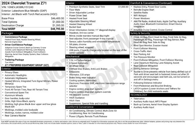 Certified 2024 Chevrolet Traverse Z71 AWD/4WD image 35