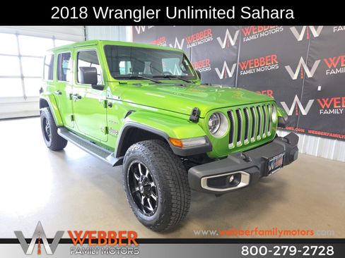 Used 2018 Jeep Wrangler Unlimited Sahara w/ LED Lighting Group AWD/4WD image 1