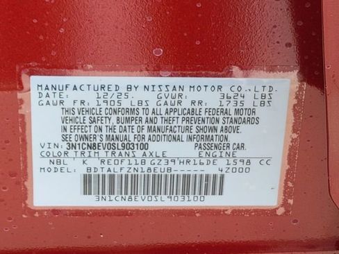 New 2025 Nissan Versa SV w/ Trunk Package image 11