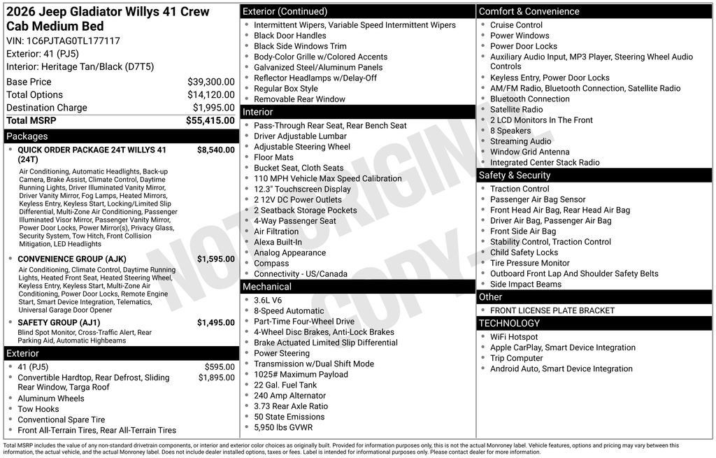 New 2026 Jeep Gladiator Willys AWD/4WD image 23