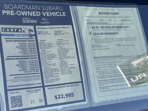 Used 2021 Subaru Outback Onyx Edition XT w/ Popular Package #2 AWD/4WD image 31