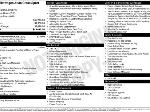 Used 2020 Volkswagen Atlas Cross Sport SEL w/ Cross Sport MDO Package AWD/4WD image 1