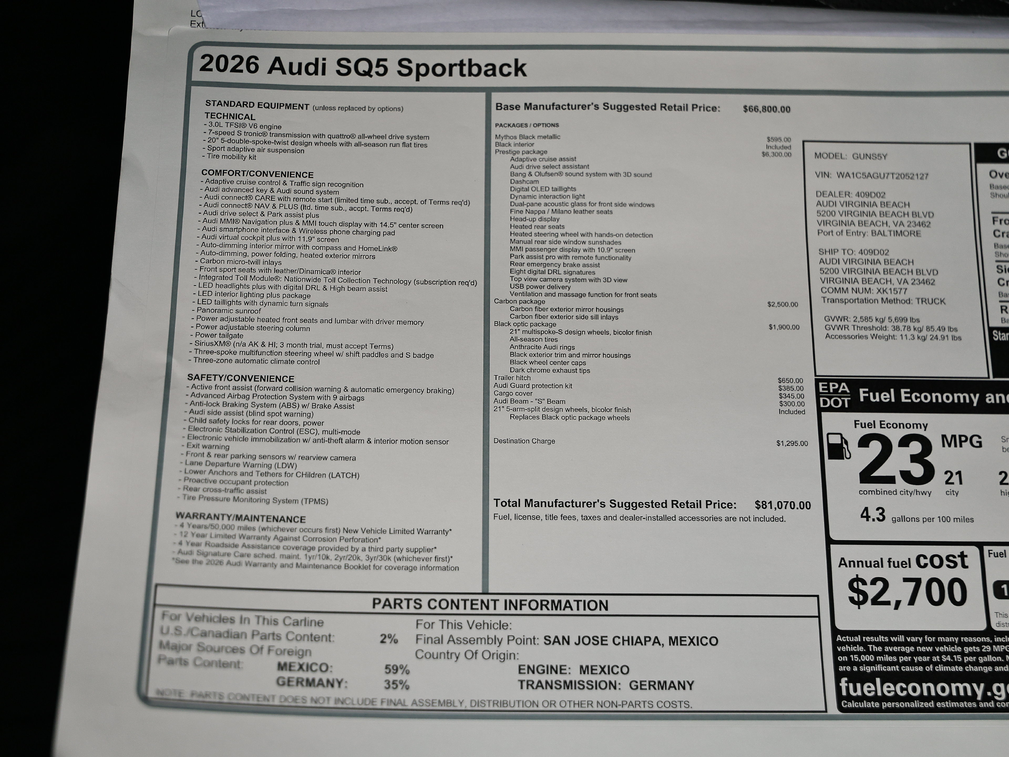 New 2026 Audi SQ5 Prestige AWD/4WD image 25