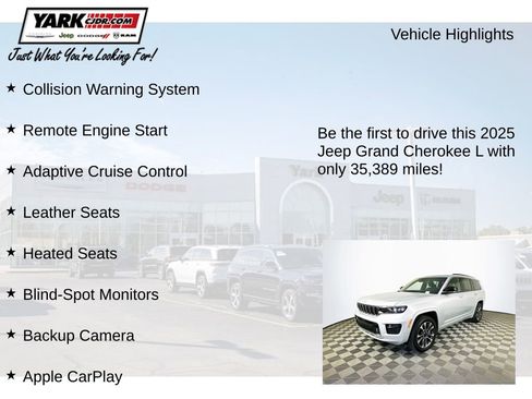 Certified 2025 Jeep Grand Cherokee L Overland w/ Rear Seat Video Group I AWD/4WD image 13
