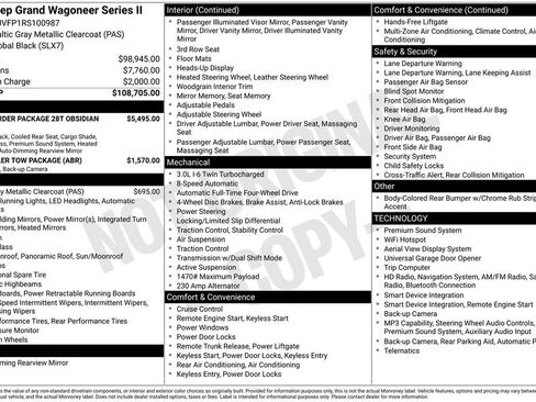 Certified 2024 Jeep Grand Wagoneer Series II Obsidian w/ Quick Order Packagew 28T AWD/4WD image 10