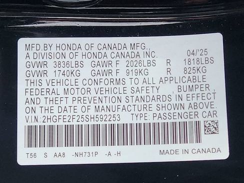 Certified 2025 Honda Civic LX image 29