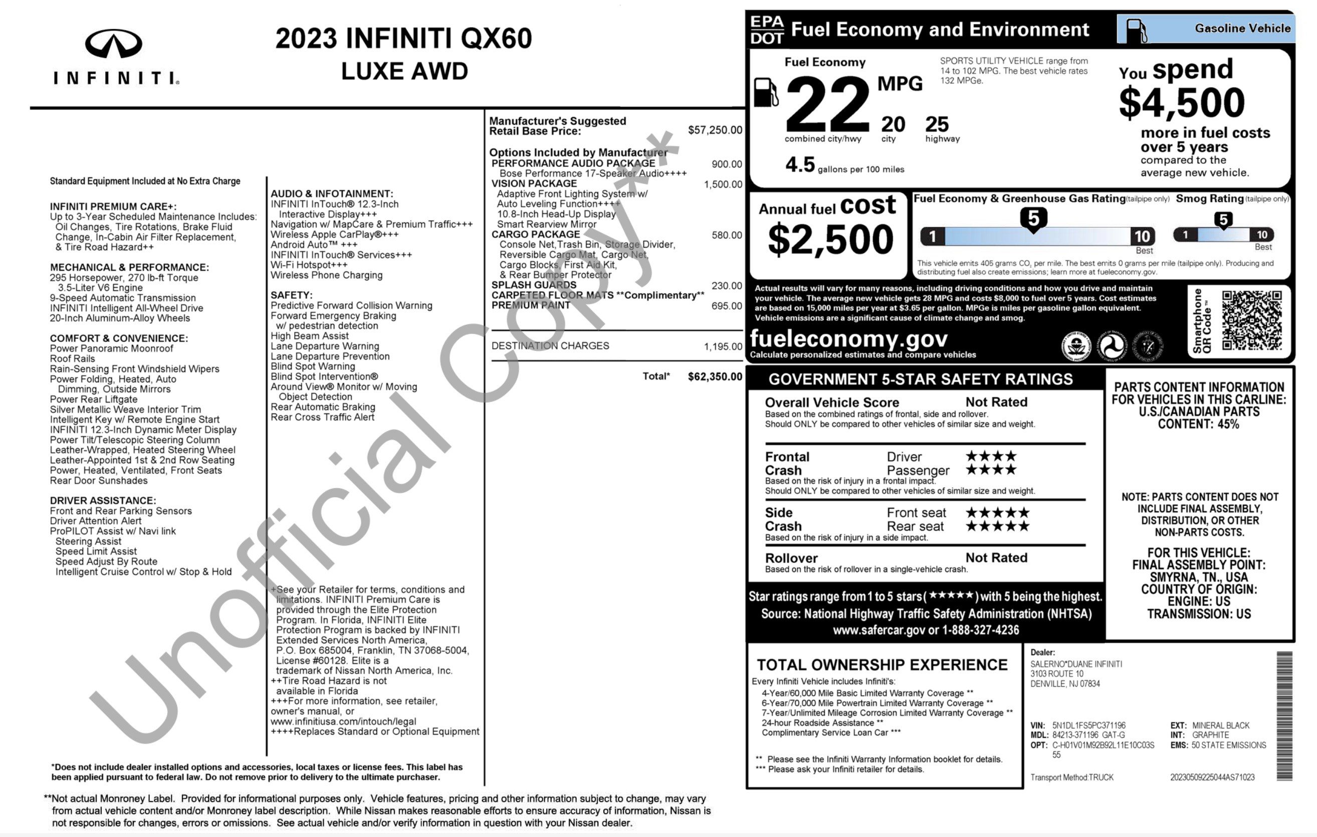 Used 2023 INFINITI QX60 Luxe w/ Vision Package AWD/4WD image 2