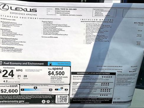 New 2026 Lexus RX 350 Premium Plus image 14