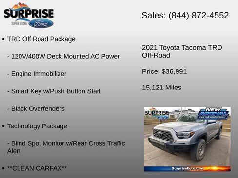 Used 2021 Toyota Tacoma TRD Off-Road w/ Technology Package RWD image 6