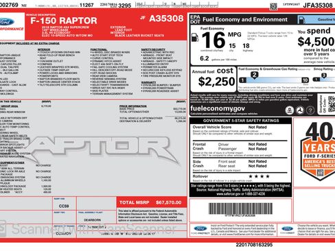 Used 2018 Ford F150 Raptor w/ Equipment Group 802A Luxury AWD/4WD image 29