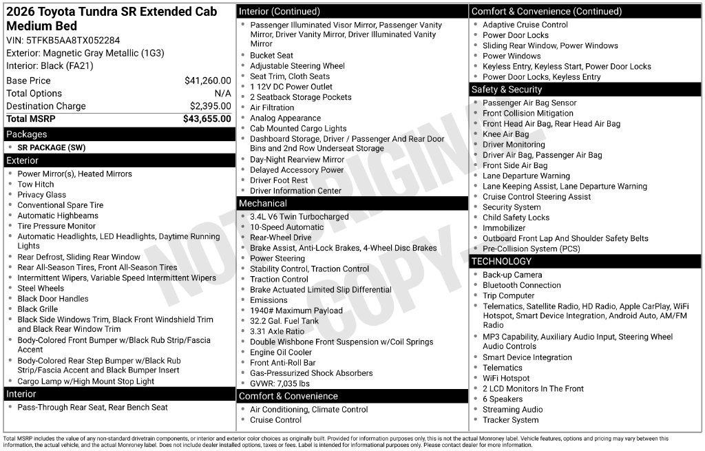Used 2026 Toyota Tundra SR RWD image 28