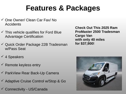 Used 2025 RAM ProMaster 2500 w/ U-Haul Equipment Group FWD image 4