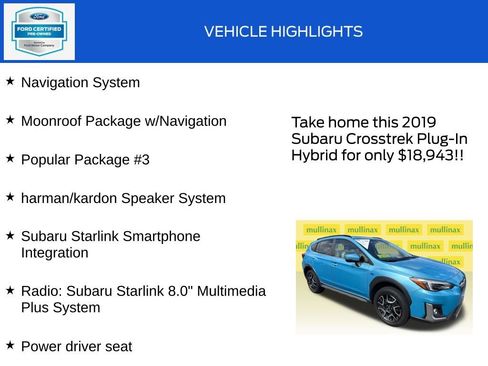 Used 2019 Subaru Crosstrek Hybrid w/ Moonroof Package w/Navigation AWD/4WD image 18