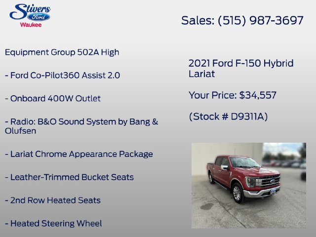 Used 2021 Ford F150 Lariat w/ Equipment Group 502A High AWD/4WD image 16