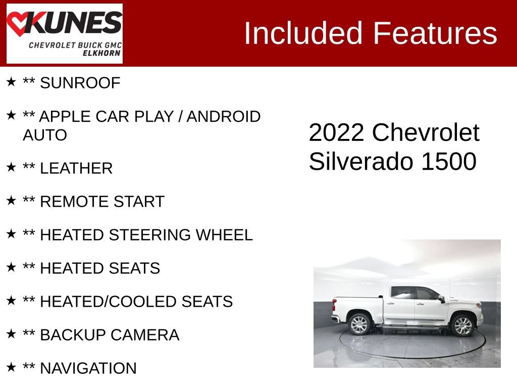 Used 2022 Chevrolet Silverado 1500 High Country w/ High Country Premium Package AWD/4WD image 2