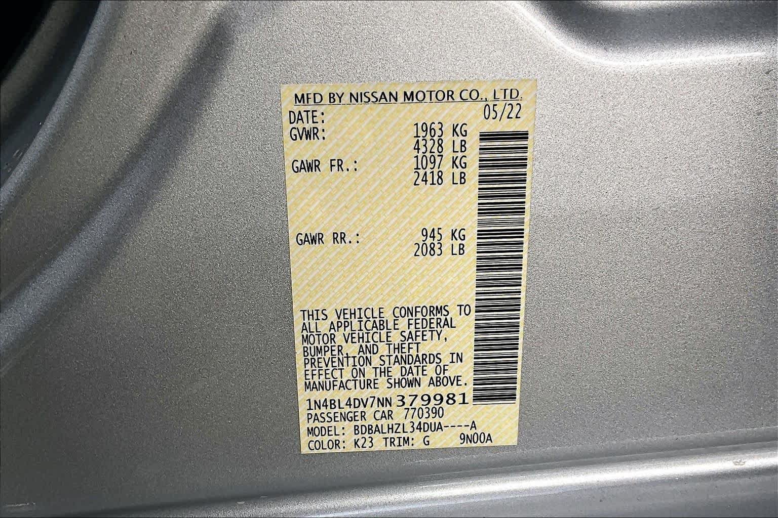 Certified 2022 Nissan Altima 2.5 SV FWD image 33