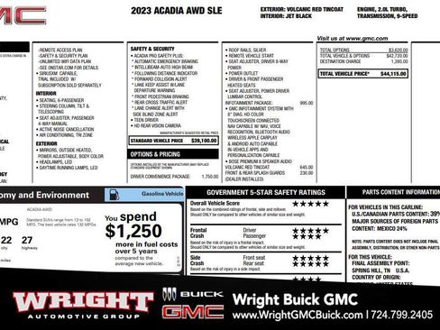 Used 2023 GMC Acadia SLE w/ Driver Convenience Package AWD/4WD image 1