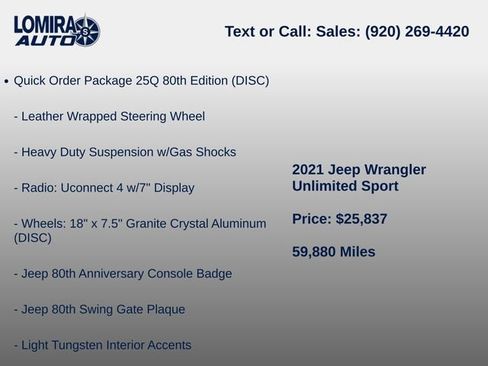Used 2021 Jeep Wrangler Unlimited Sport AWD/4WD image 8