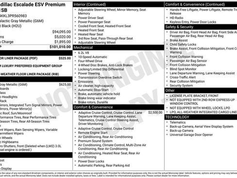 Used 2023 Cadillac Escalade ESV Premium Luxury w/ LPO, Floor Liner Package AWD/4WD image 3