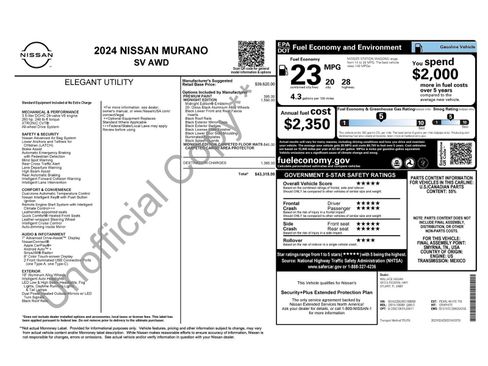 Used 2024 Nissan Murano SV w/ SV Midnight Edition Package AWD/4WD image 8