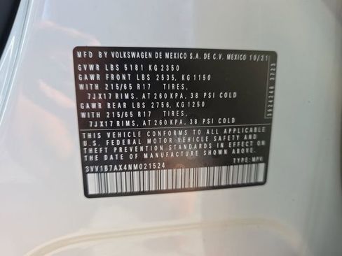 Certified 2022 Volkswagen Tiguan S image 33