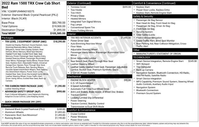Used 2022 RAM 1500 TRX w/ TRX Level 2 Equipment Group AWD/4WD image 15