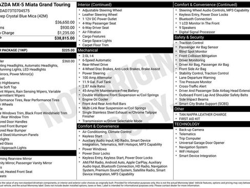 New 2026 MAZDA MX-5 Miata Grand Touring w/ Weather Package RWD image 10