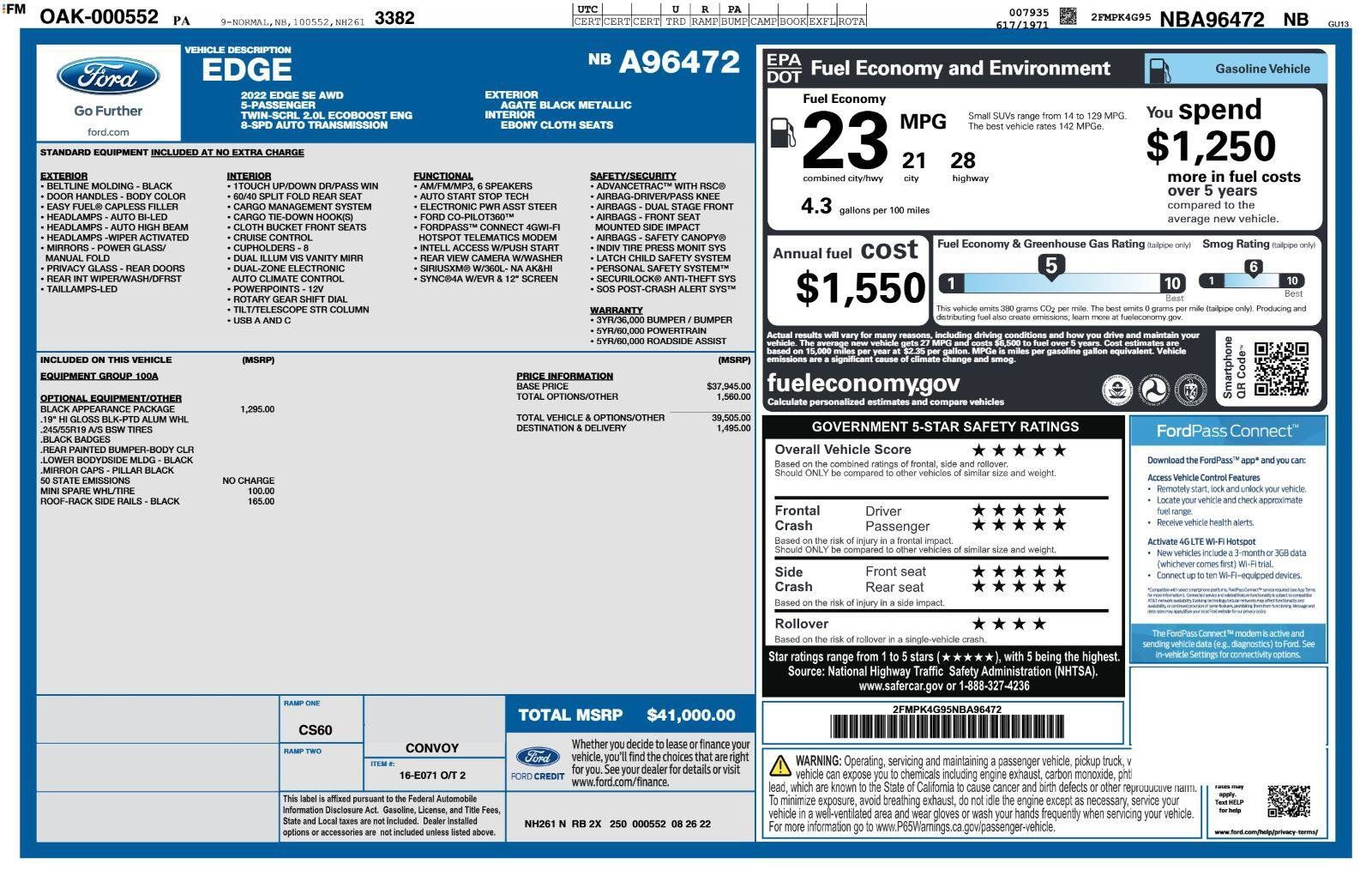 Certified 2022 Ford Edge SE w/ Black Appearance Package AWD/4WD image 3