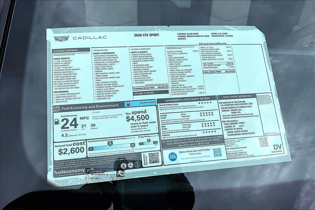 New 2026 Cadillac CT5 Sport w/ Technology Package AWD/4WD image 14