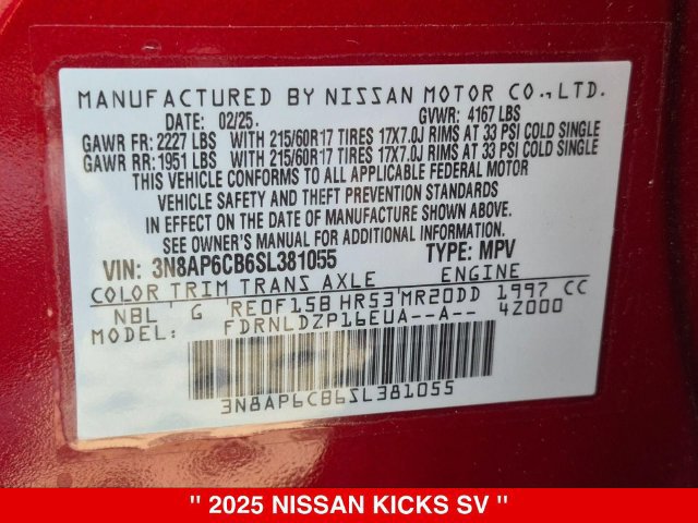 Certified 2025 Nissan Kicks SV AWD/4WD image 39