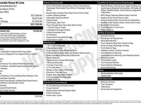 Used 2022 Hyundai Kona N Line w/ Tech Package image 10