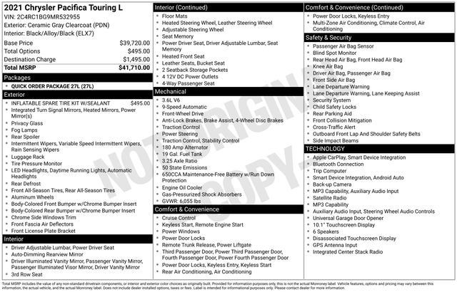 Used 2021 Chrysler Pacifica Touring-L FWD image 30