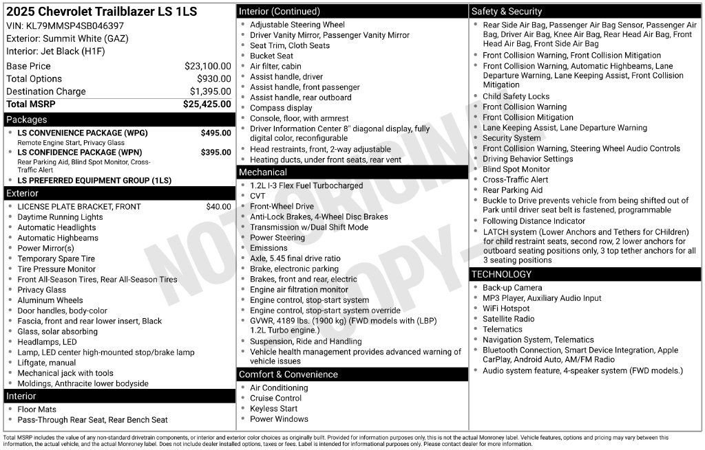 Used 2025 Chevrolet TrailBlazer LS w/ LS Convenience Package FWD image 32
