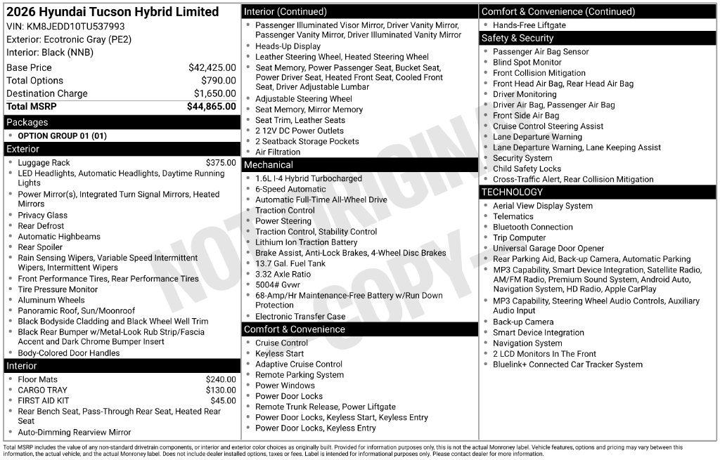 New 2026 Hyundai Tucson Limited AWD/4WD image 1