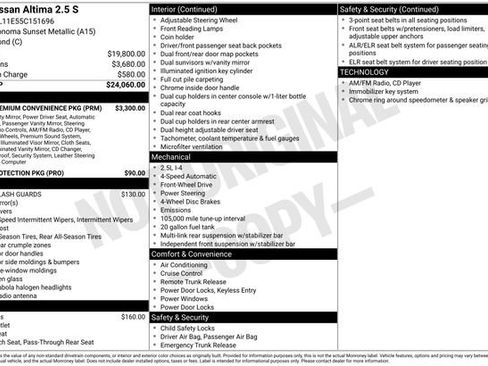 Used 2005 Nissan Altima 2.5 S w/ (H01) Premium Convenience Pkg FWD image 6