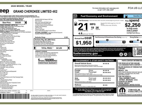 Used 2020 Jeep Grand Cherokee Limited RWD image 2