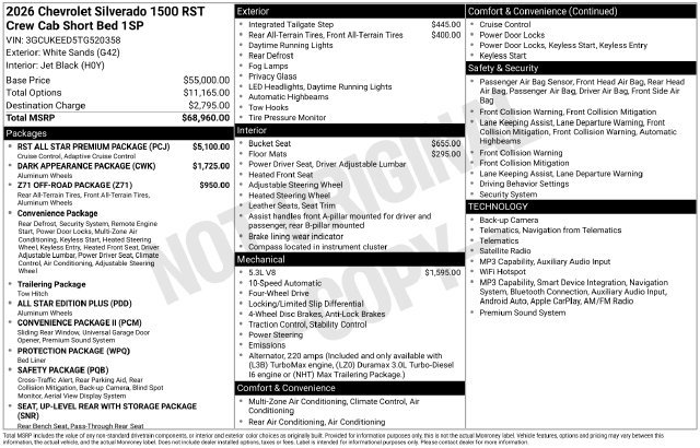 New 2026 Chevrolet Silverado 1500 RST w/ RST All Star Premium Package AWD/4WD image 5
