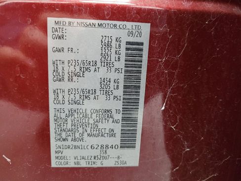 Used 2020 Nissan Pathfinder SV w/ Cargo Package FWD image 33