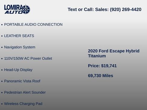 Used 2020 Ford Escape Titanium w/ Titanium Premium Package 2.0 AWD/4WD image 9
