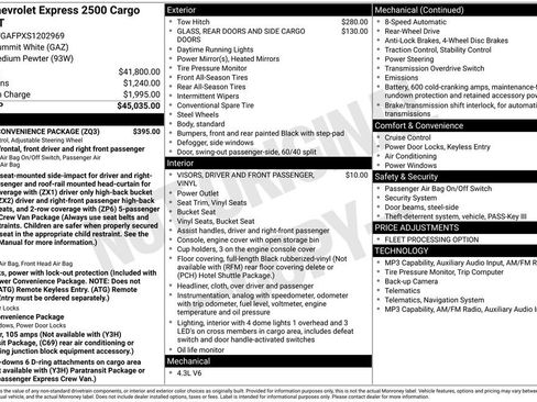 New 2025 Chevrolet Express 2500 w/ Driver Convenience Package RWD image 2