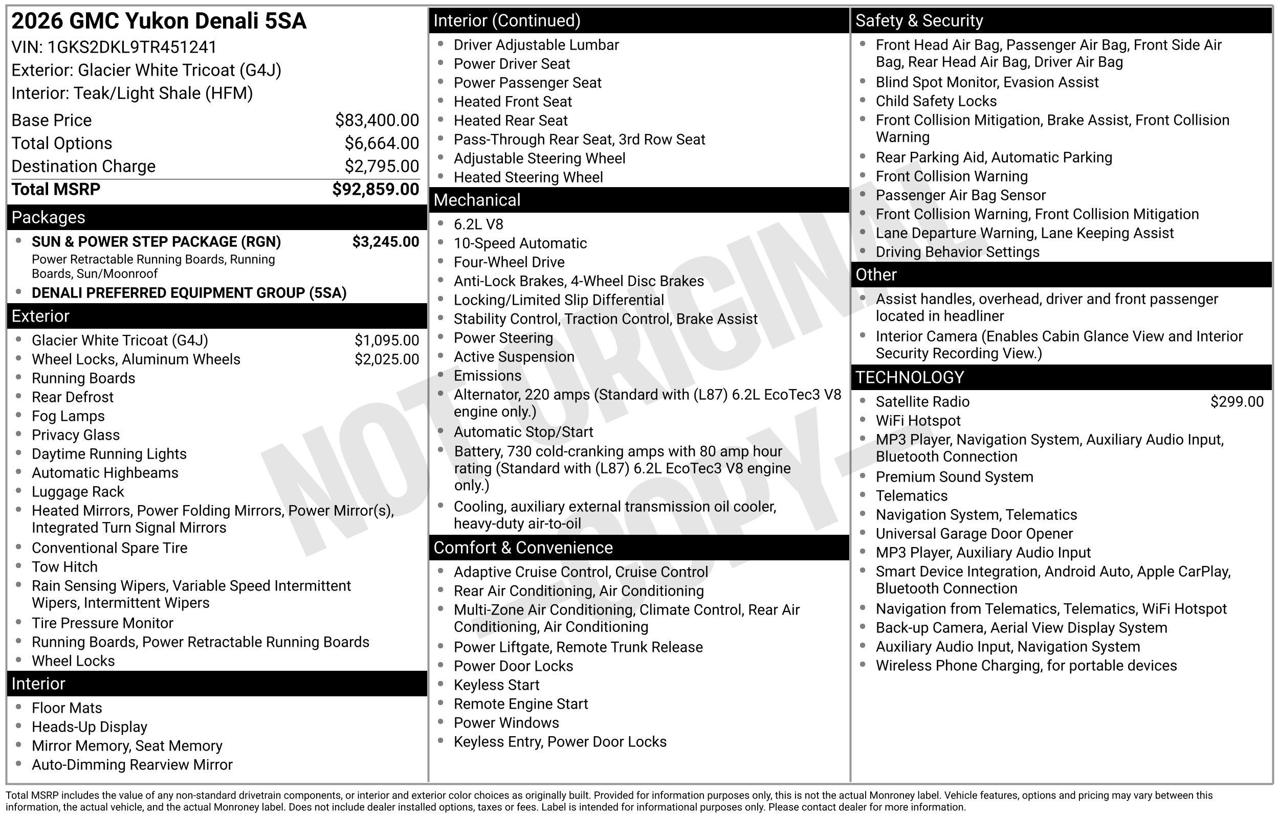 New 2026 GMC Yukon Denali w/ Sun & Power Step Package AWD/4WD image 4