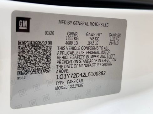 Certified 2020 Chevrolet Corvette Stingray Preferred Cpe w/ 2LT Preferred Equipment Group image 18