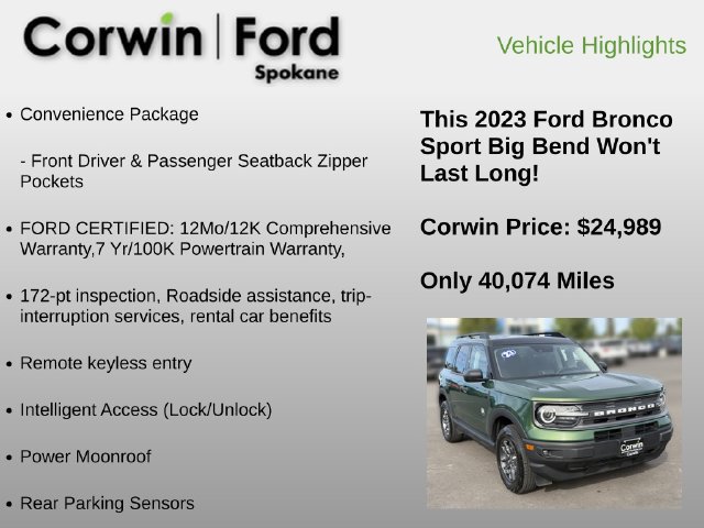 Used 2023 Ford Bronco Sport Big Bend w/ Convenience Package AWD/4WD image 12